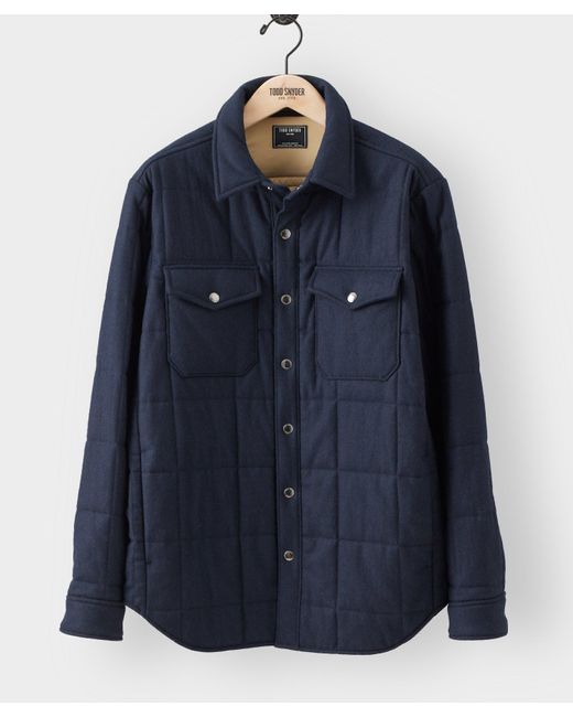 Todd Snyder Blue Italian Wool Quilted Shirt Jacket for men