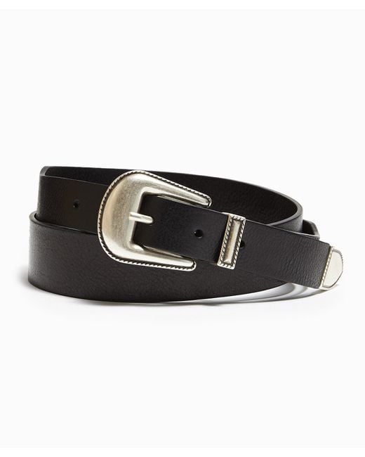 Andersons Black Leather Western Belt for men