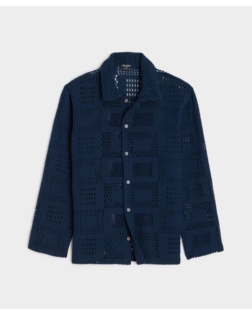Todd Snyder Blue Open-knit Long-sleeve Cabana Polo Shirt for men