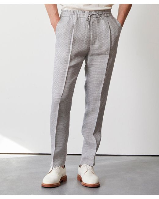Todd Snyder Gray Italian Linen Madison Drawstring Trouser for men