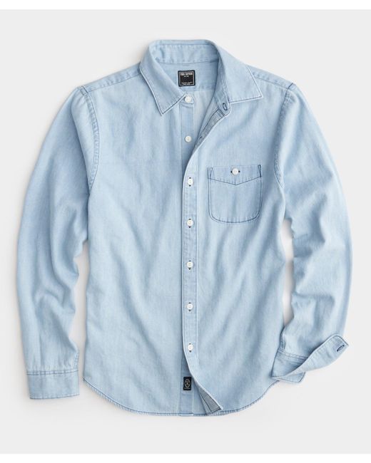 Todd Snyder Blue Denim Point Collar Shirt for men
