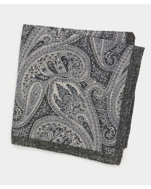 Todd Snyder Gray Heather Paisley Pocket Square In Faded Black for men