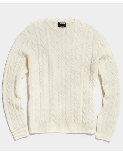 Todd Snyder White Lambswool Cable Crew for men