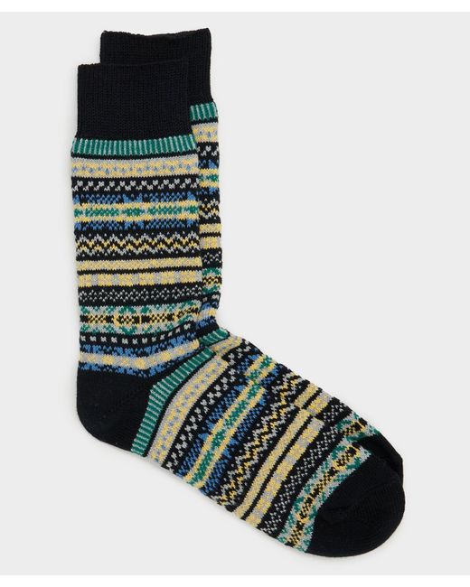 RoToTo Black Holiday Fairisle Sock for men