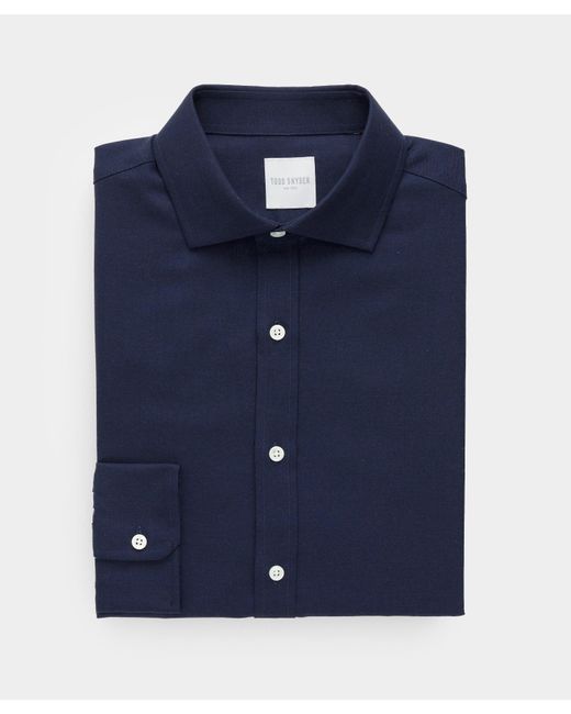 Todd Snyder Blue Merino Spread Collar Dress Shirt for men