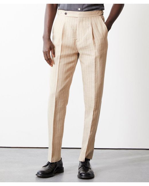 Todd Snyder Natural Italian Linen Side Tab Trouser for men