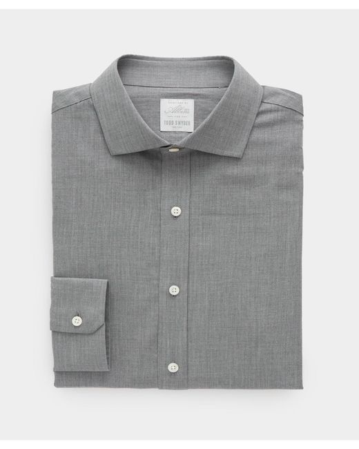 Todd Snyder Gray Grey Flanella Spread Collar Dress Shirt for men