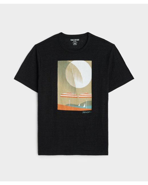Todd Snyder Black Linen Sunset Tee By Rob Wilson for men