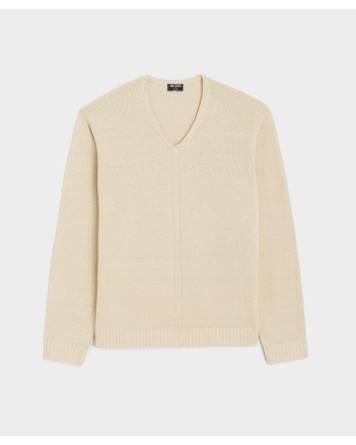 Todd Snyder Natural Linen Cotton V-neck Sweater for men