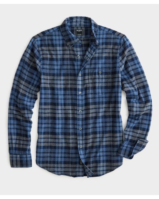 Todd Snyder Blue Navy Plaid Flannel Shirt for men