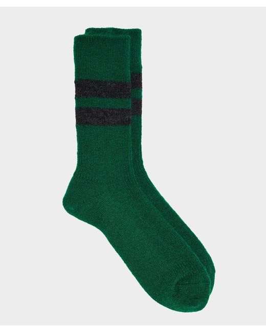 RoToTo Green Reversible Brushed Mohair Sock for men