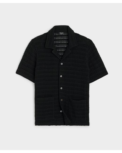 Todd Snyder Black Open-knit Guayabera Polo Shirt for men