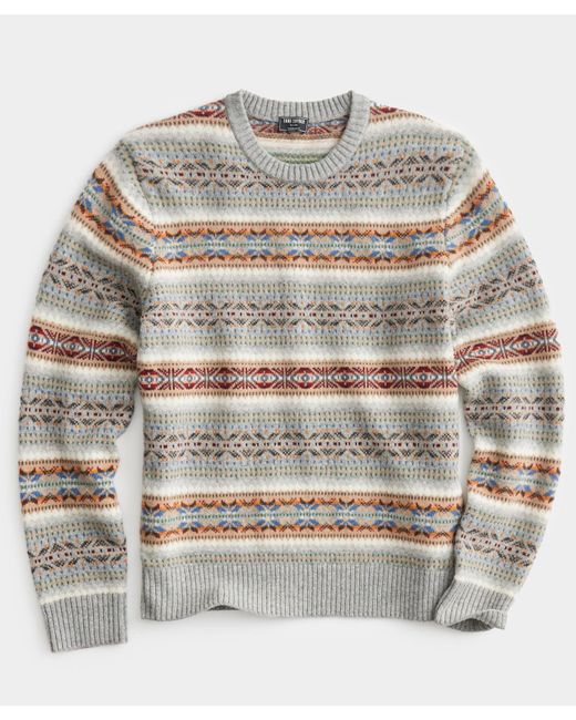 Todd Snyder Gray Lambswool Fair Isle Crewneck for men