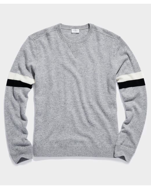 Todd Snyder Gray Arm Stripe Cashmere Sweatshirt for men
