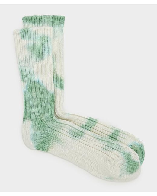 RoToTo Green Chunky Ribbed Crew Tie Dye Sock for men