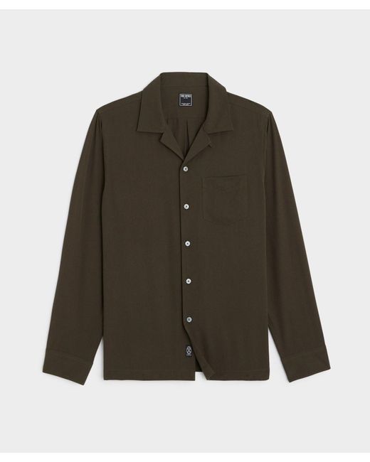 Todd Snyder Green Long Sleeve Rayon Hollywood Shirt for men