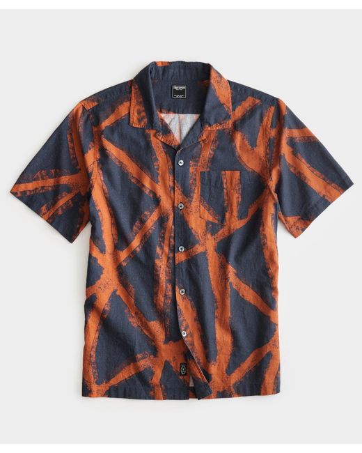 Todd Snyder Red Abstract Linen Camp Collar Shirt for men