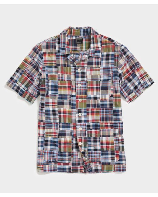 Todd Snyder Cotton Patchwork Madras Short Sleeve Guayabera Shirt for Men | Lyst UK