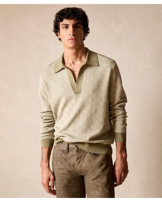 Todd Snyder Relaxed Silk-cotton Montauk Sweater Polo in Green for