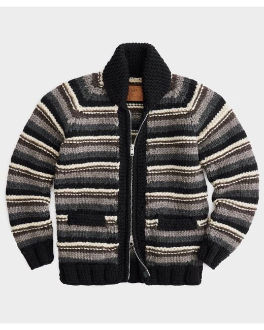 Todd Snyder Black Triangle Hand-knit Cardigan Jacket for men