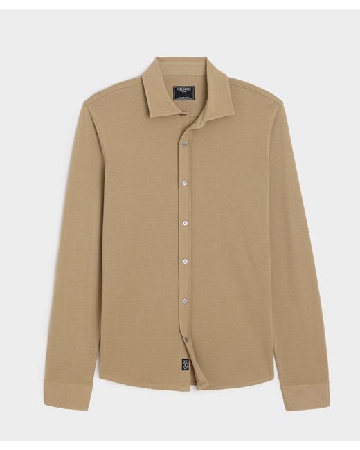 Todd Snyder Men's Natural Cotton-cashmere Pique Dress Shirt