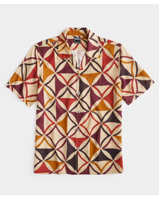 Todd Snyder Orange Diamond Camp Collar Shirt for men