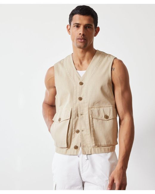 Todd Snyder Natural Cotton Utility Vest In Desert Beige for men
