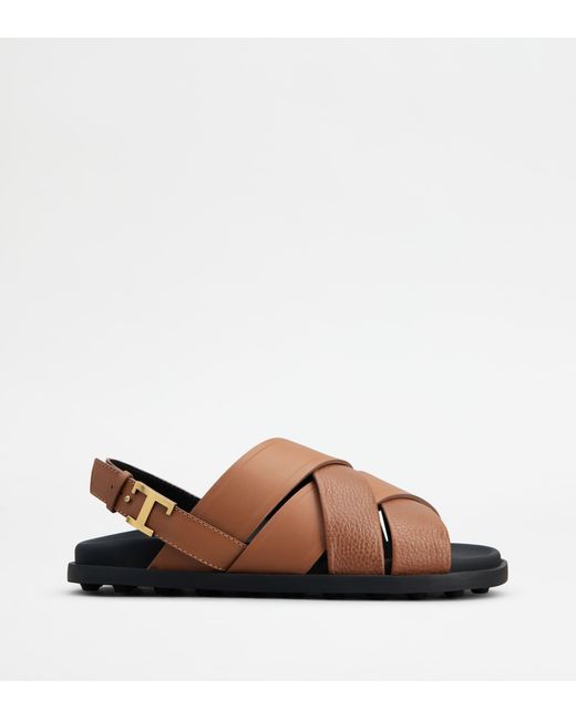 Tod's Brown Sandals In Leather