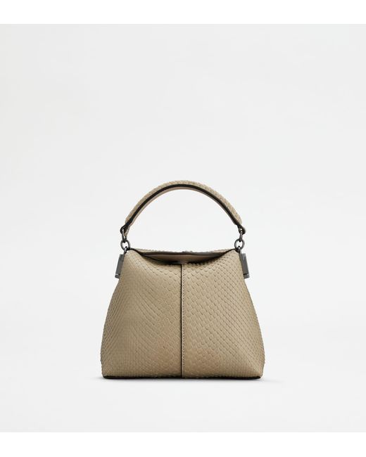 Tod's Natural T Case Tote Messenger Bag In Python Micro