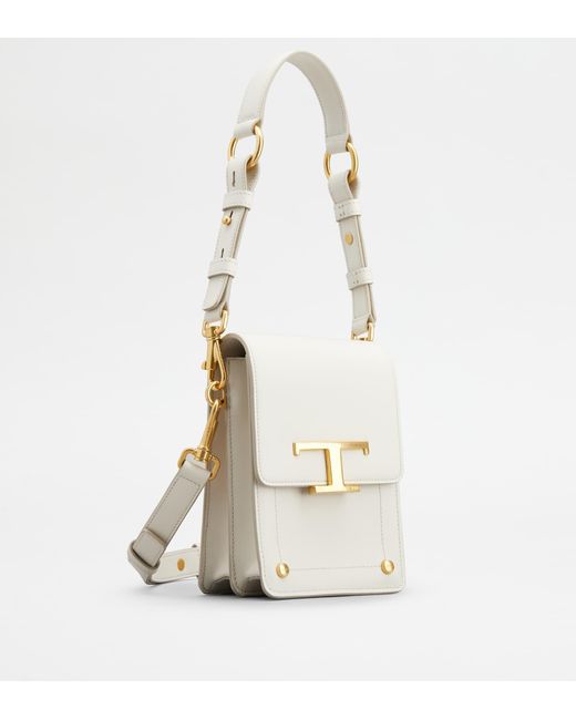 Tod's White T Timeless Bag In Leather Micro