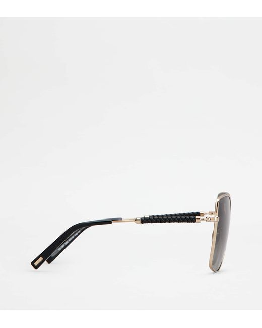 Tod's Gray Sunglasses With Temples In Leather