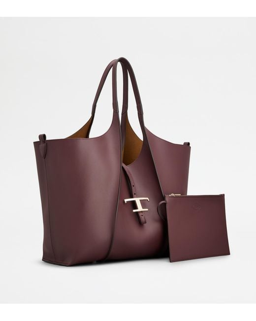 Tod's Purple T Timeless Shopping Bag