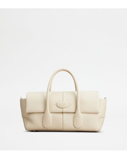 Tod's White Di Bag Reverse Flap In Leather Small