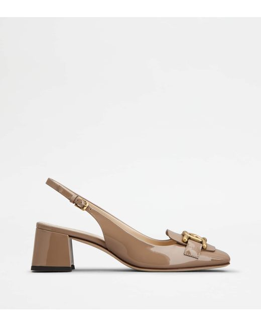 Décolleté Slingback Kate in Vernice di Tod's in Natural