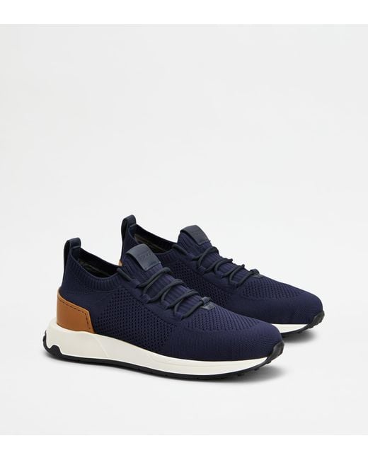 Tod's Blue Sock Sneakers In Technical Fabric And Leather for men