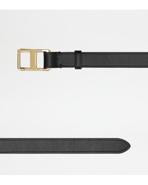 Tod's Black T Timeless Belt In Leather