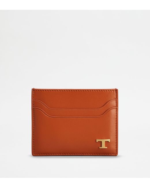 Tod's Orange Card Holder In Leather for men