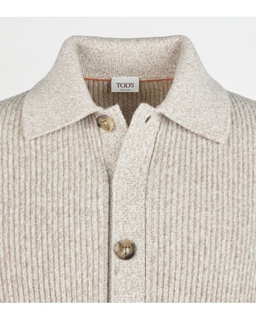 Tod's White Cashmere Blend Cardigan for men