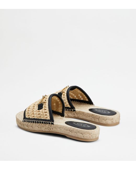 Tod's Natural Sandals In Leather And Fabric