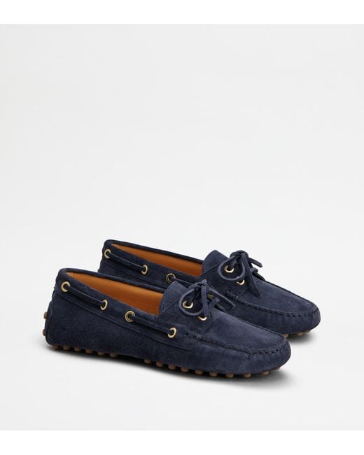 Tod's Blue Segelschuh-Gomminos Aus Veloursleder