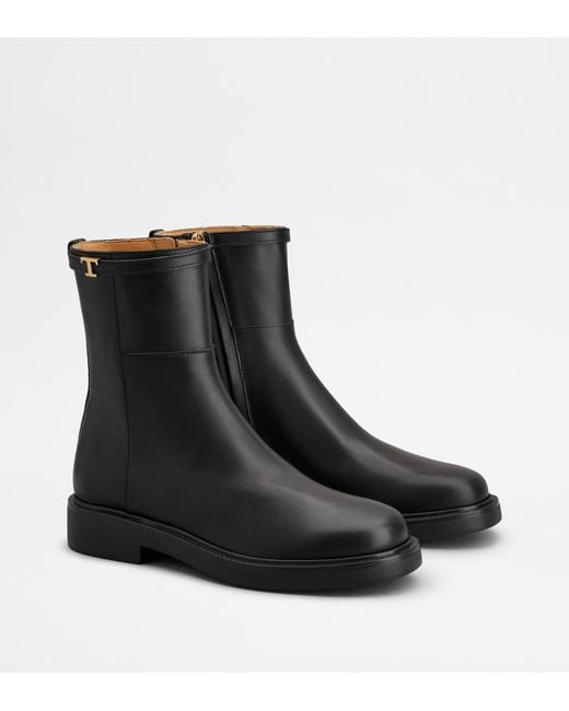 Tod's Black Leather Booties