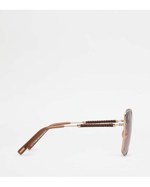 Tod's Pink Sunglasses With Temples In Leather