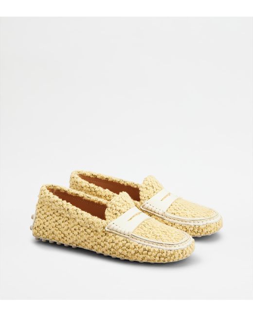 Tod's Metallic Gommino Mokassins Aus Stoff Und Leder