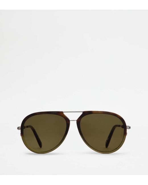 Tod's Green Sunglasses With Temples In Leather for men