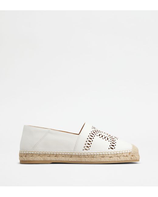 Tod's White Kate Espadrilles In Leather
