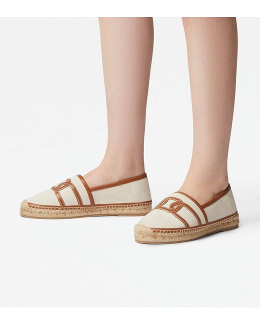 Tod's Natural Kate Espadrilles In Canvas And Leather