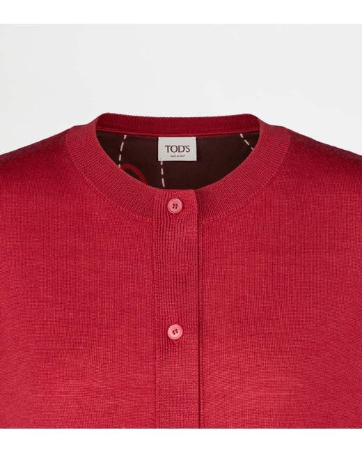 Tod's Red Silk Blend Cardigan