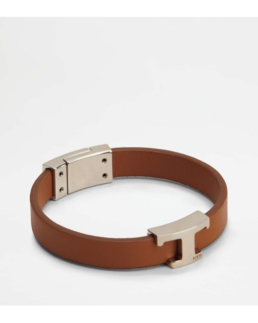 Tod's Brown T Timeless Bracelet for men