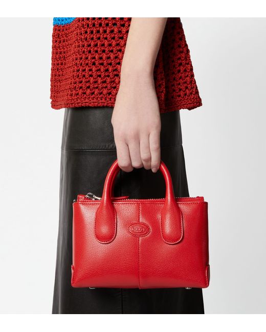 Tod's Red Di Bag In Leather Mini