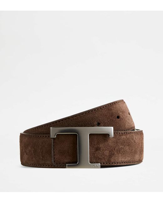 Tod's Brown T Timeless Reversible Belt for men